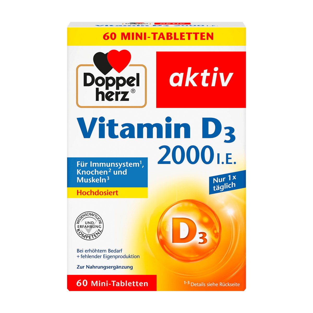 Doppelherz Vitamin D3 2000 IU Mini Tablets, 60 pcs, 24.9 g