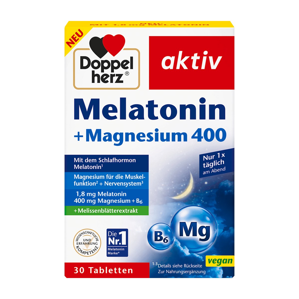 Doppelherz Melatonin + Magnesium 400, 30 Tablets, 39 g